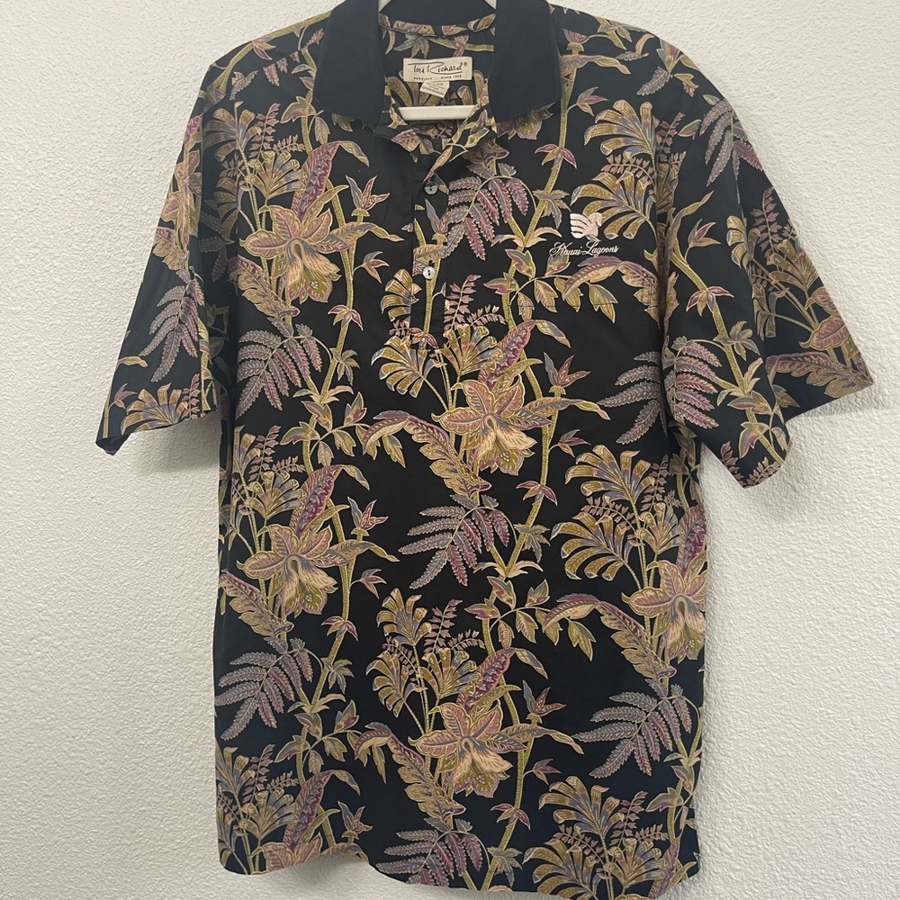 Tori Richard Black Tropical Hawaiian Floral Men's Shirt